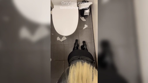 Swedish Blonde Girl Fucked Loud in Public Bathroom