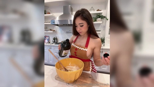 ProperPeach - Sexy Baking And Topless Strip