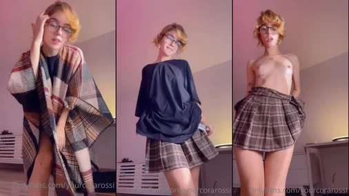 Cora Rossi Strips In Skirt