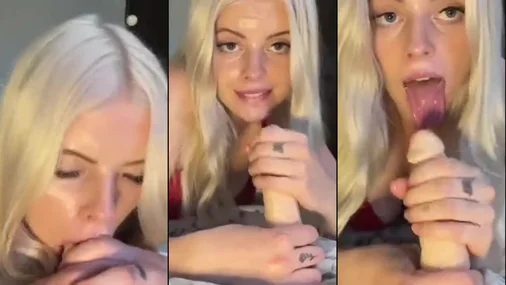 Schwedisch CuteDemon Dildo-Blowjob im Bett