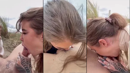 Eden Ivy – Deepthroat mit einem großen weißen Schwanz im Freien