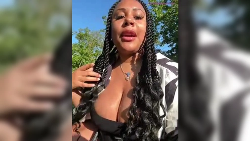 Swedish Ebony Babe HaileyDiana Playing With Her Big Tits & Pussy Outside