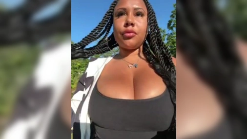 Swedish Ebony Babe HaileyDiana Playing With Her Big Tits & Pussy Outside