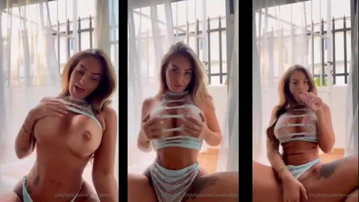 Schwedisch Anna-Lisa Herascu Blowjob am Dildo und Fingern der Muschi