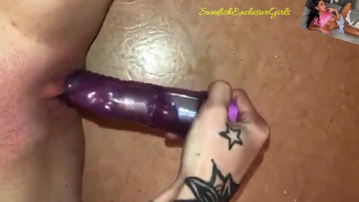 Swedish Tattooed Babe Amanda Montin Tight Horny Dildo Pussy Masturbation