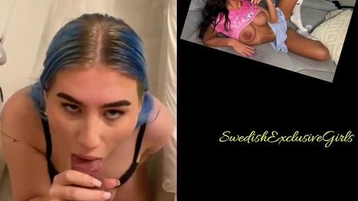 Norwegian Blue/Pink Haired Girl Nooojia Awesome Blowjob & Facial Cumshot