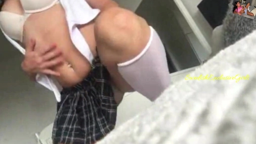 Swedish Babe Marina  School Girl Outfit Finger Her Tight Pussy