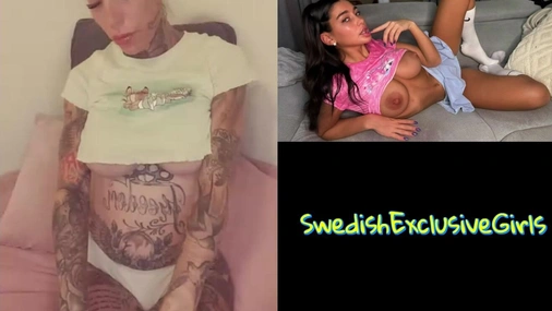 Swedish Extremly Tattooed Milf Lindasecrets Blowjob & Pussy Masturbation Massive Toy