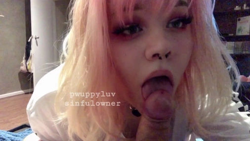 Pupwife Blowjob Close Up On Cam
