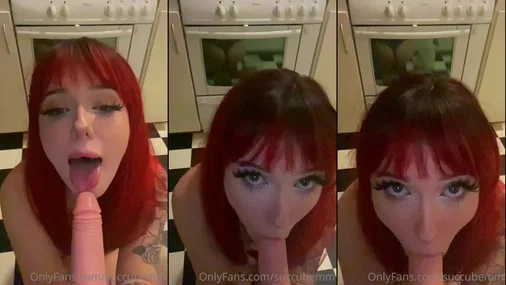 Succubemm Selbstgedrehtes Video mit Dildo-Blowjob
