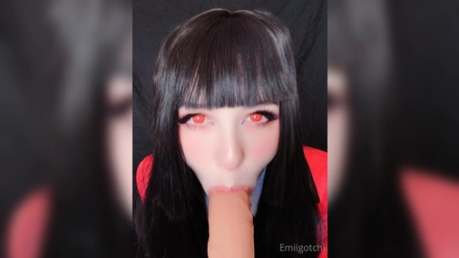 EmiiGotchi - Deep Dildo Blowjob Facing Camera