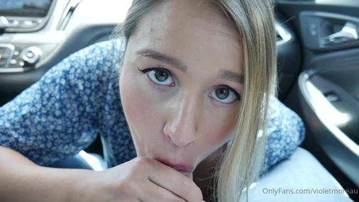 Violet Moreau Blowjob And Facial In The Car POV