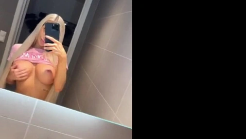 Norwegian Babe Iselin Michelsen Flashing Her Big Sexy Tits In Mirror