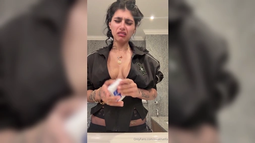 Mia Khalifa Wearing Hot Track Jacket And Stripping Naked