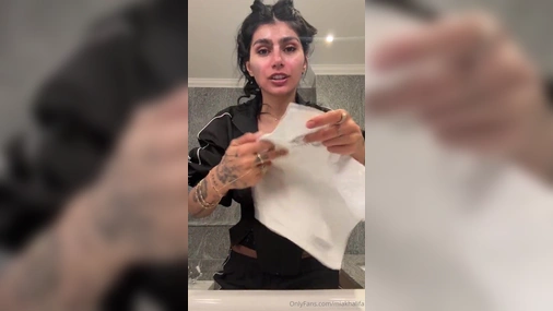 Mia Khalifa Wearing Hot Track Jacket And Stripping Naked