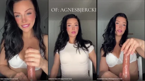 Norwegisch Agnes Bjercke Geben JOI auf einem großen weißen Dildo