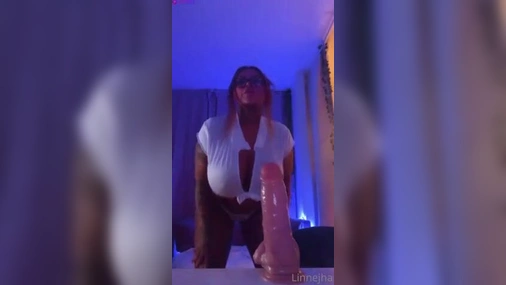 Linnejha rides dildo in teacher outfit