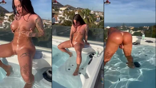 Swedish Michelle Svendsen masturbates in jacuzzi
