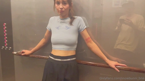 Snow Bunni - Risky Fuck in Public Elevator And Bathroom