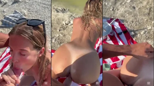 Swedish Lisa Masturbating And Getting Fucked Again on Beach
