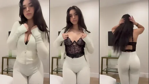 Aishah Sofey – Neckereien und Ausziehen in einem sexy weißen Outfit