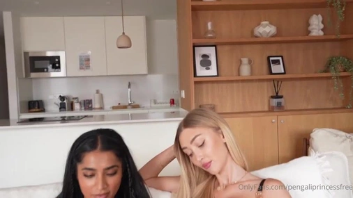 Frances Bentley x Yasmina Khan - Threesome With Ripped Guy And Cumshot On Their Big Titties