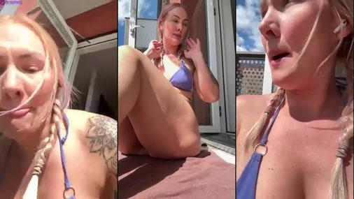 Swedish Milf NastySweden - Risky Dildo Masturbation On Balcony