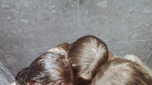 Danish Lesbian Foursome Kissing In Shower