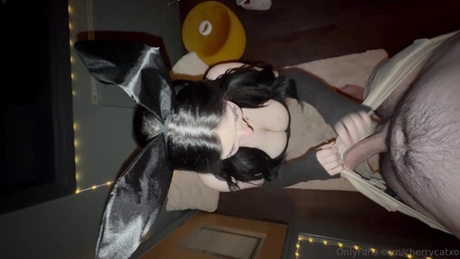 Cherrycatxo - Slutty Bunny Girl Giving Hot Blowjob