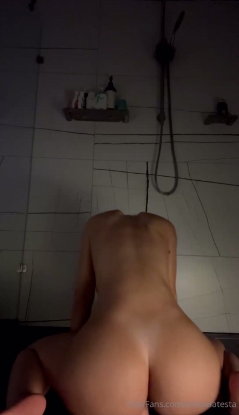 Mikaela Testa - Big Ass Riding White Dildo in Bathroom