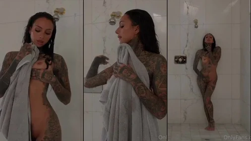 Swedish Cleo Kinnaman fully nude in shower showing her ass and pussy