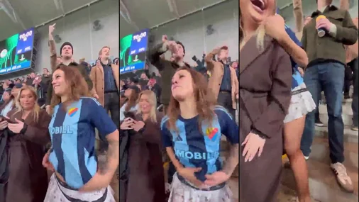 Swedish Babe DIFTjejen Flashing  Her Big Tits In Public In The Audience At Football Stadium
