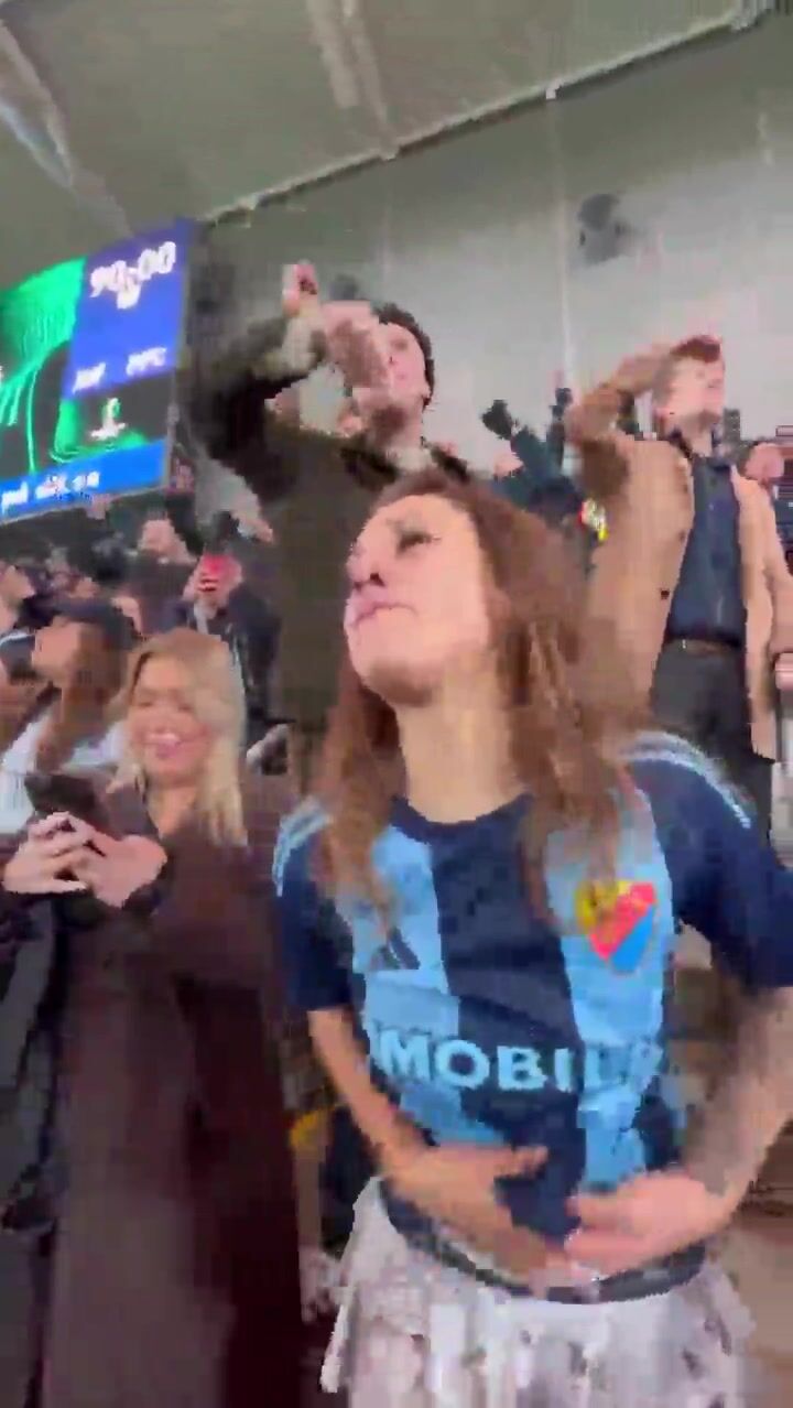 Swedish Babe DIFTjejen Flashing  Her Big Tits In Public In The Audience At Football Stadium