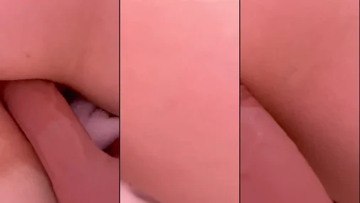 Hannapunzel Nærbillede af en cremet fisse med dildo