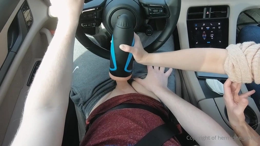 Hermione Potter Giving Handjob in car And Getting Big Cumshot on Chest