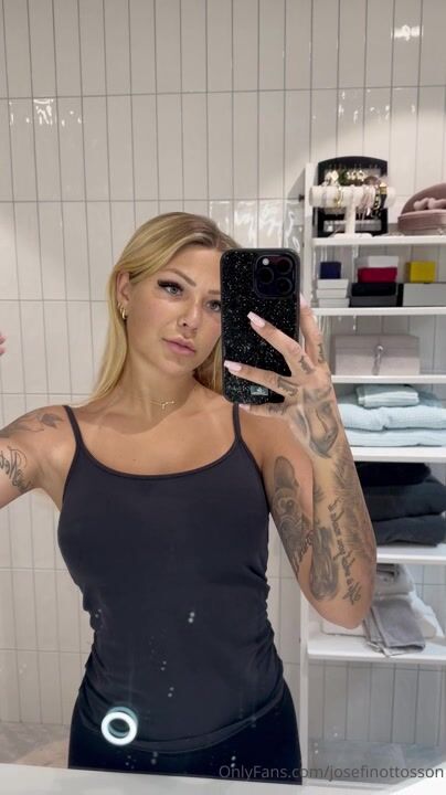Swedish Josefin Ottosson Flashing Big Tits in Mirror