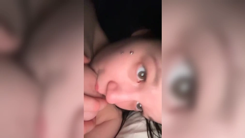 Swedish Sandra Adamsson / queensandra56 sucking on her tit 1