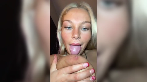 ThatYoungBlonde Sucks On Her Massive Tits