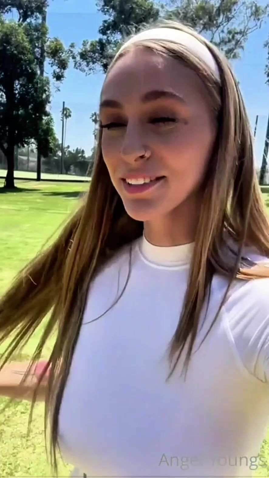 Angel Youngs Hot Slut Squirts On Public Golf Course