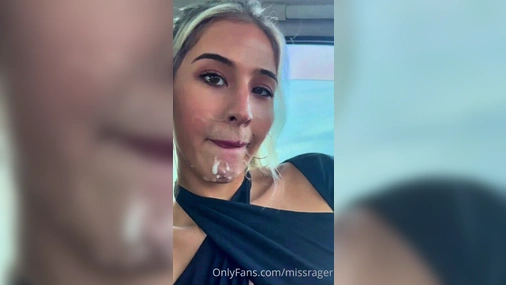 MissRager Blonde Sucks Her Date's Cock In The Car