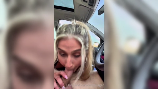 MissRager Blonde Sucks Her Date's Cock In The Car