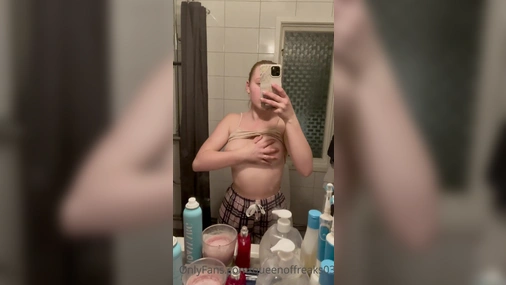 Swedish Babe Emma Wallerstrom Flashing Her Big Tits in Mirror