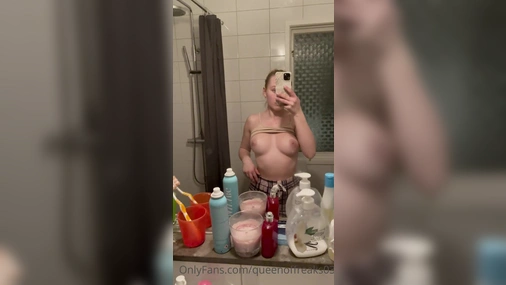 Swedish Babe Emma Wallerstrom Flashing Her Big Tits in Mirror
