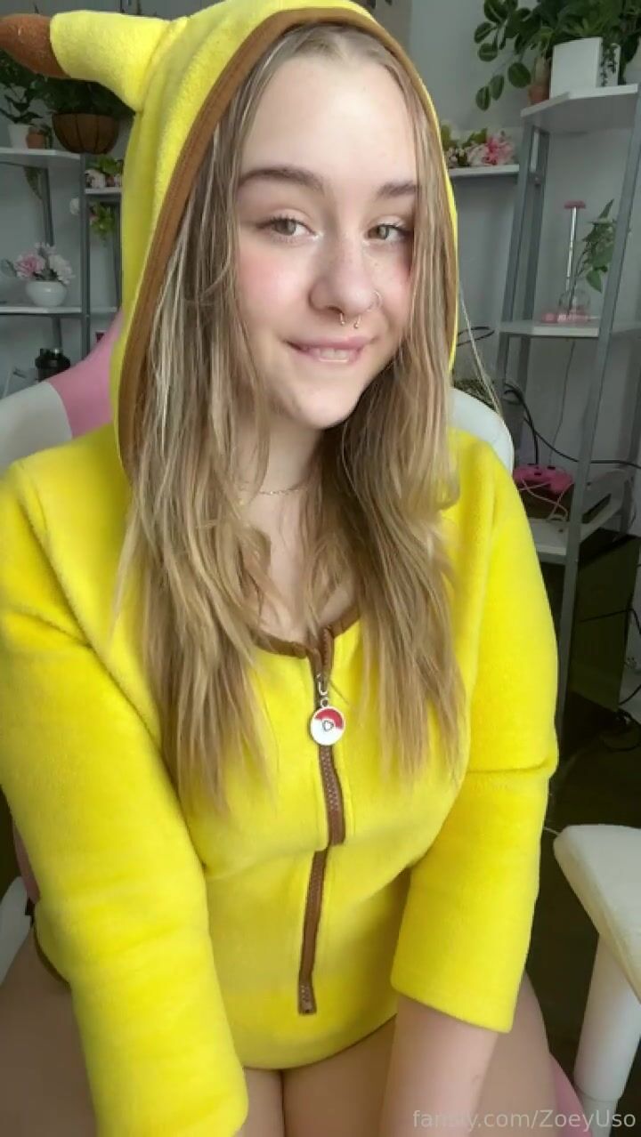 ZoeyUso Pikachu Loves The Taste Of Her Own Cum