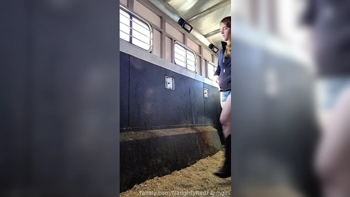 NaughtyRedFarmgirl Horse Trailer Creampie
