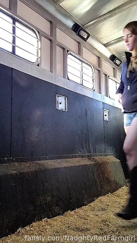 NaughtyRedFarmgirl Horse Trailer Creampie