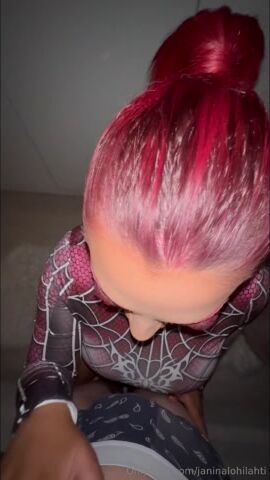Finnish JaninaLohilahti Blowjob In Spidermansuit