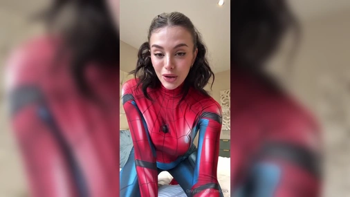 Emily Black - Naughty Spidey Girl Riding Big Dildo