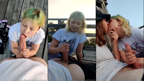 Die Finnin Lilja: Blowjob und Handjob im Freien