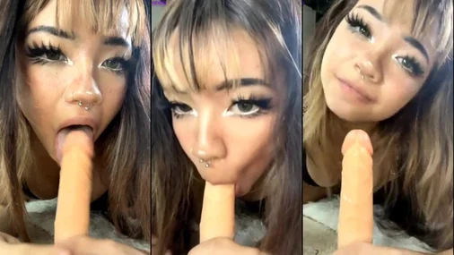 Angelicatlol Dildo-blowjob i nærbillede